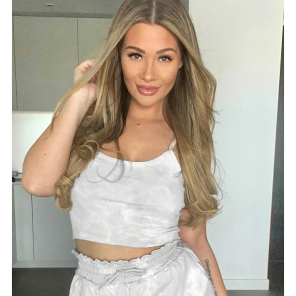 SHAUGHNA PHILLIPS GREY TIE DYE CAMI CROP TOP